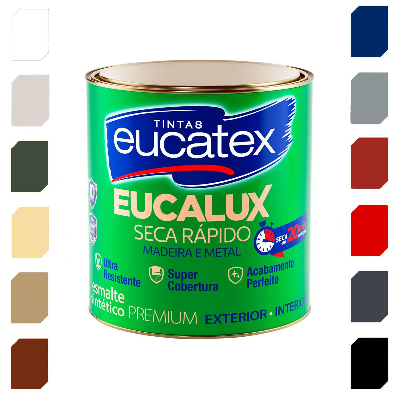 Tinta Esmalte Acetinado Base Solvente Eucalux Seca Rápido Premium 900 ML