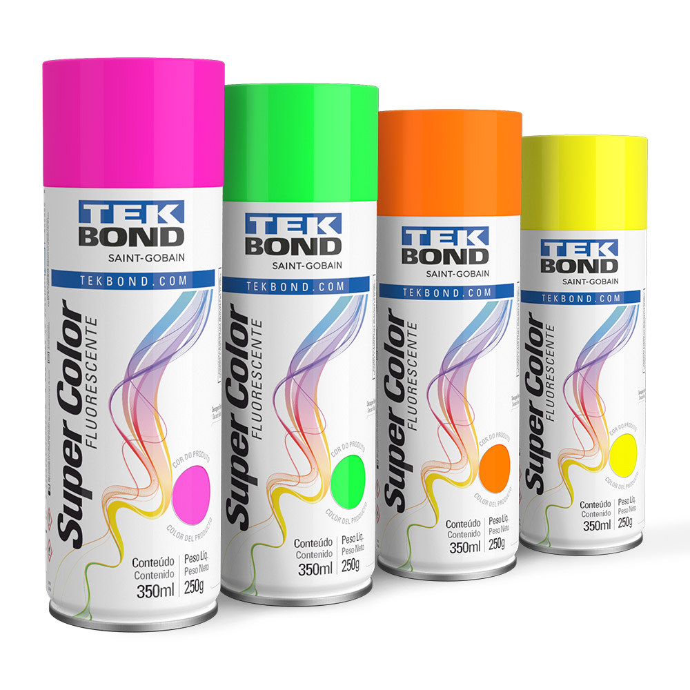 Tinta Spray Super Color Fluorescente 350ml Tekbond