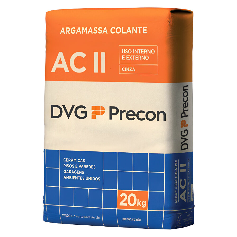 Argamassa ACII Uso Interno e Externo Colante 20kg Cinza DVG Precon